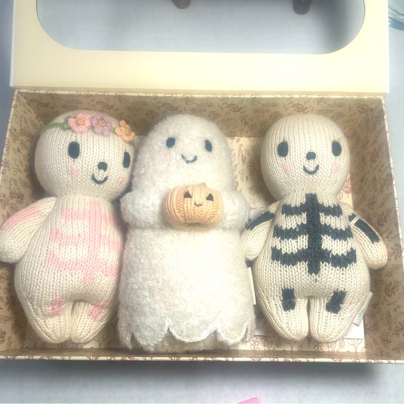 3 Pc BNWT CUDDLE + KIND 1 BOUCLE ALPACA GHOST W PUMP AND 2 KNIT SKELETON BABIES - Picture 11 of 16